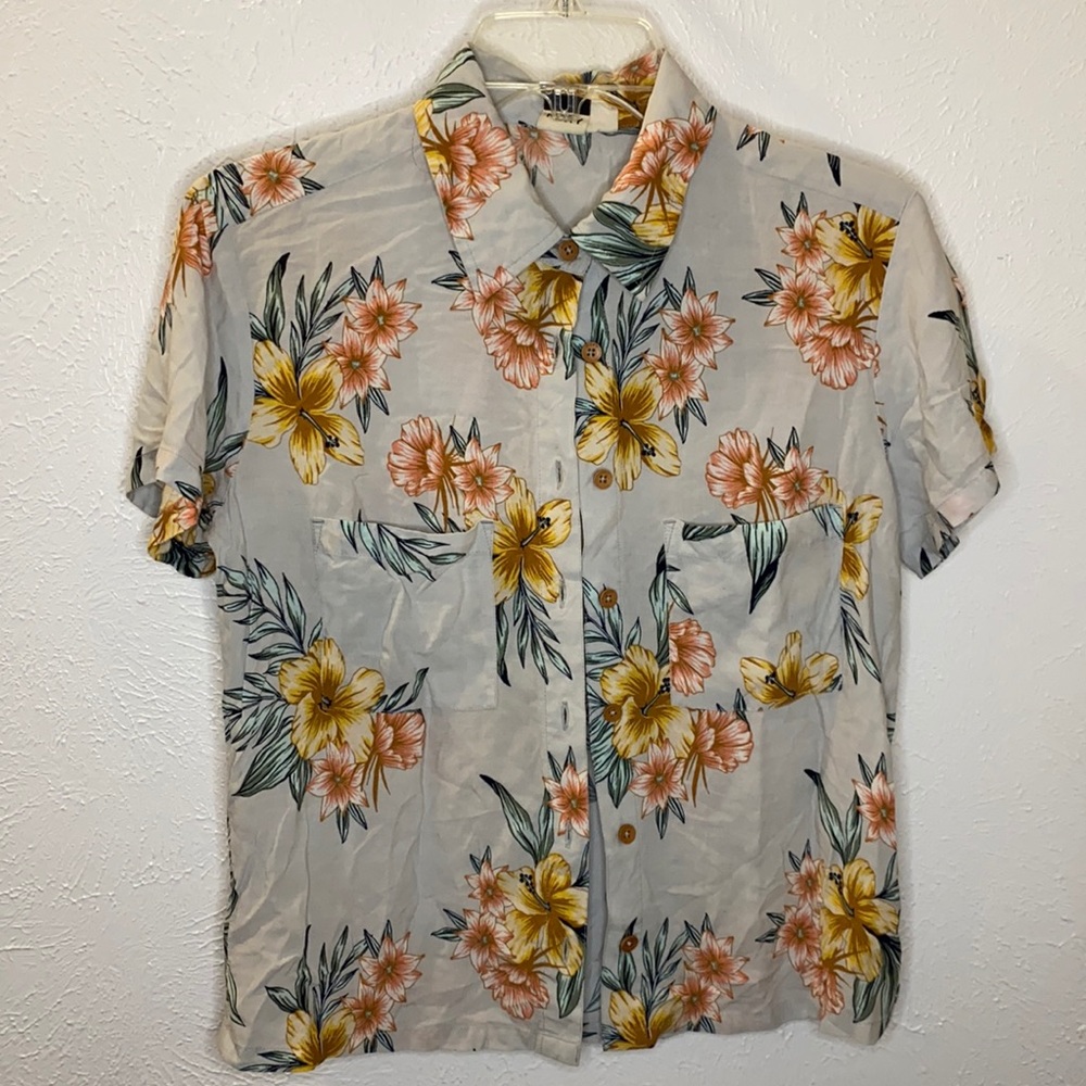 Roxy Button Down Flower Shirt #80N - Picture 1 of 2